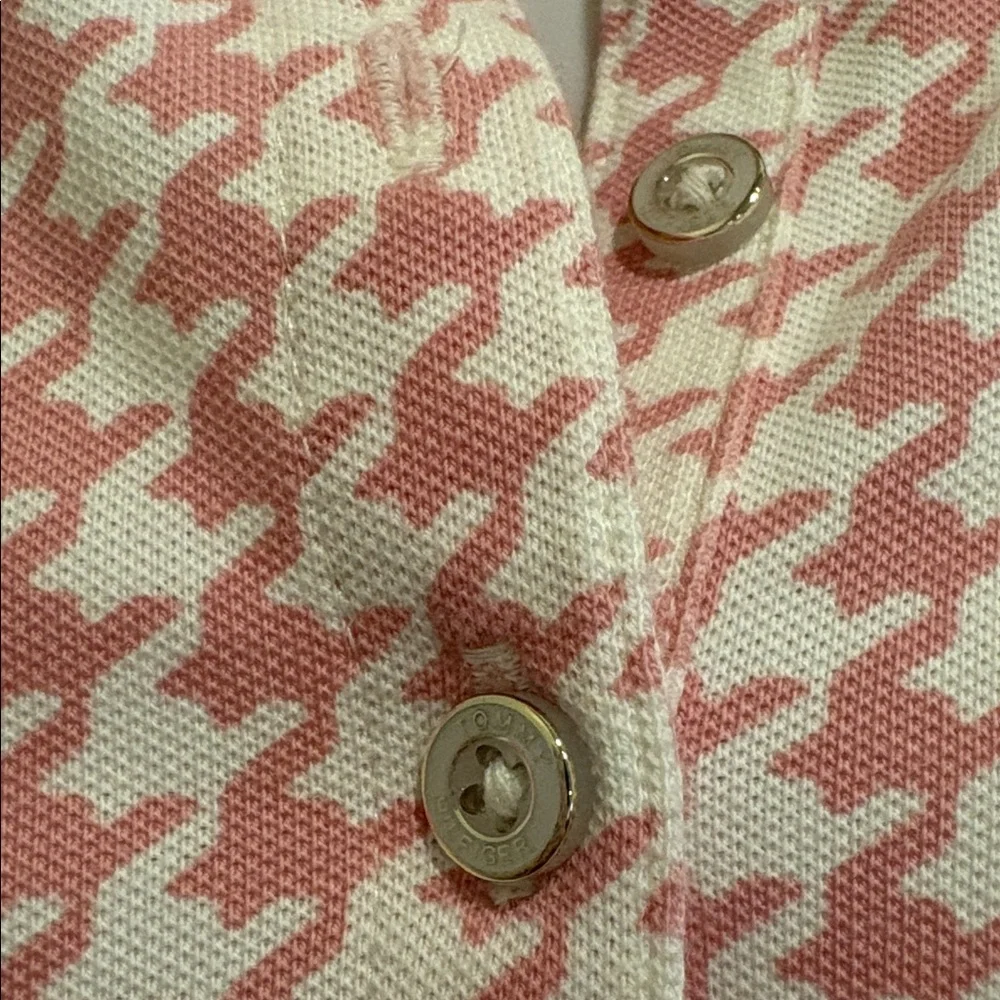 Tommy Hilfiger Pink & Cream Houndstooth Print Collared Top Size M - Picture 3 of 6